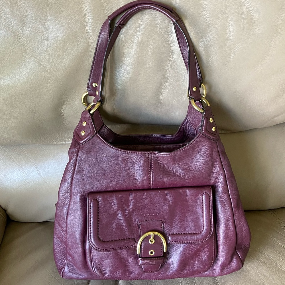 Authentic COACH Campbell Leather Hobo bag wine colored